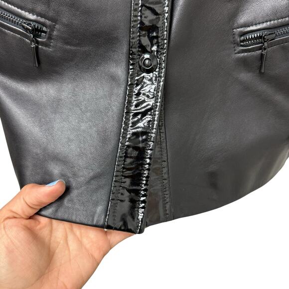 Dana Buchman Genuine Leather‎ Patent Trims Jacket Black Women’s Size 4 - Picture 3 of 10